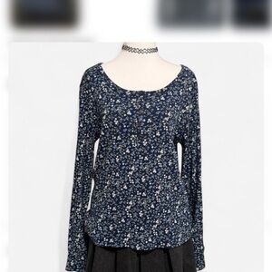 Lucky Brand Navy Floral Long Sleeve Top